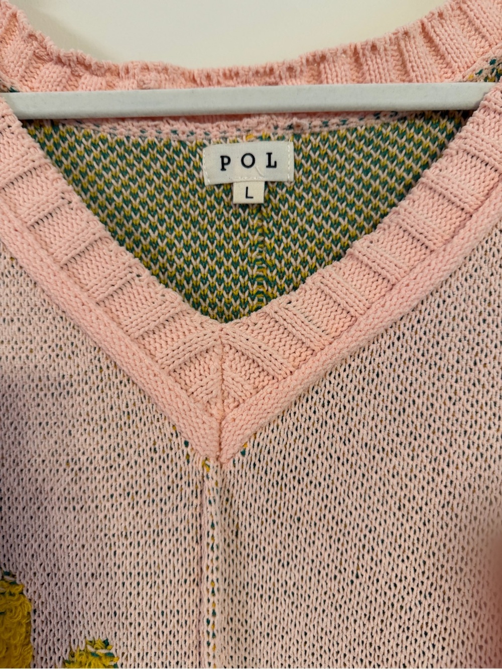 POL Pink Floral V-Neck Knit Oversized Boxy Sweater - Picture 2 of 5